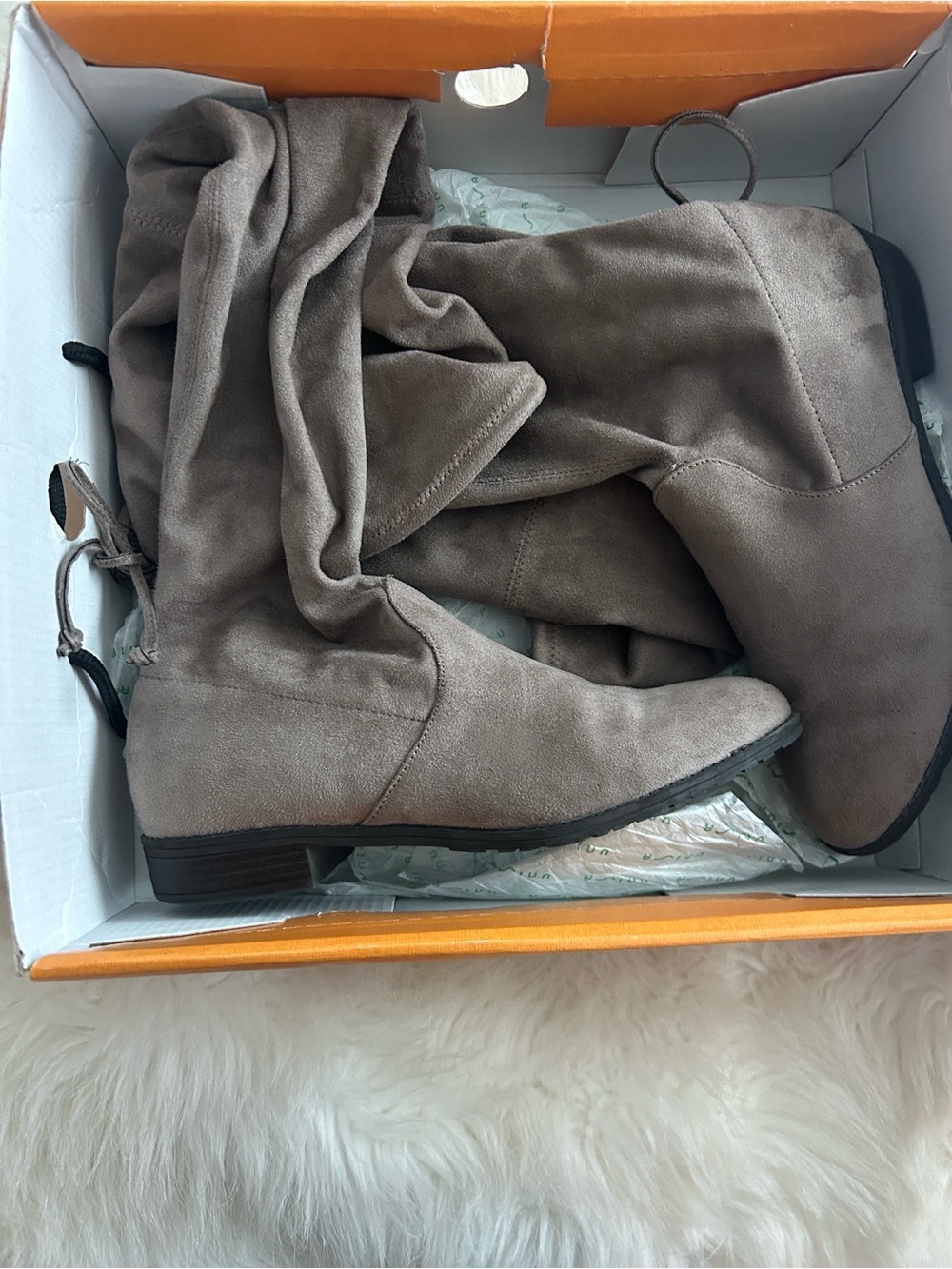 Unisa Over-the-Knee faux Suede Boots in Taupe Gray - Picture 10 of 11